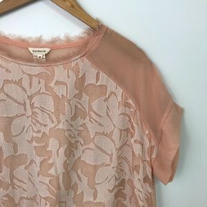 Sundance Embroidered Floral High Low Silk Blouse